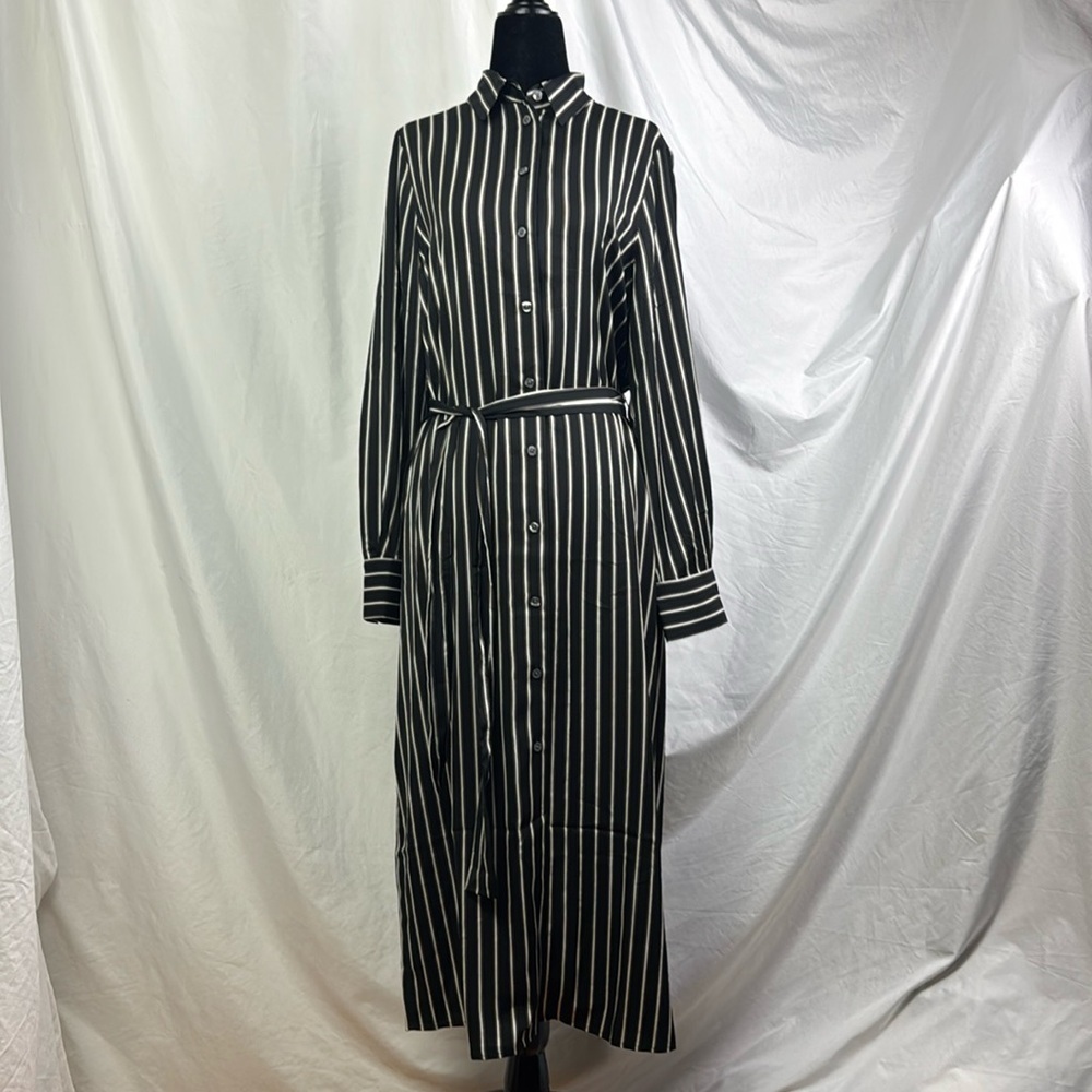Banana Republic belted button down striped shirt dress size small nwt
